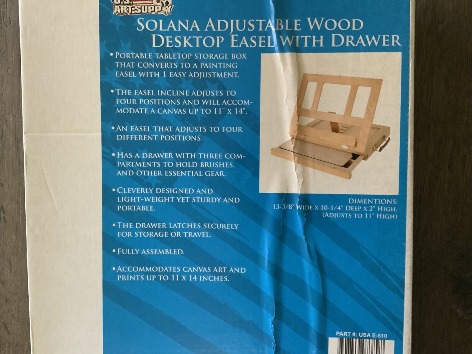 Grand Solana Adjustable Wooden 3-Drawer Storage Box Easel